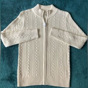 Appleseed’s Womens M Ivory Zip Cardigan, NWOT